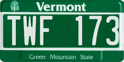 VT license plate TWF173