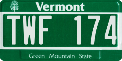 VT license plate TWF174