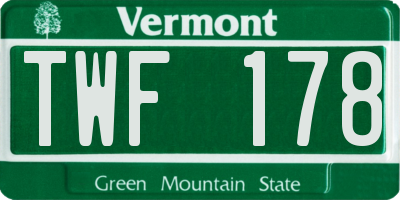 VT license plate TWF178