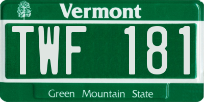 VT license plate TWF181