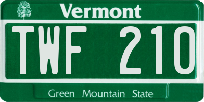 VT license plate TWF210