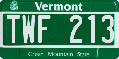 VT license plate TWF213