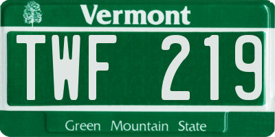 VT license plate TWF219