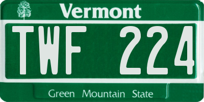 VT license plate TWF224