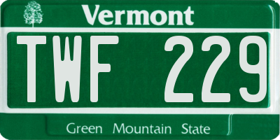 VT license plate TWF229