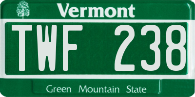 VT license plate TWF238