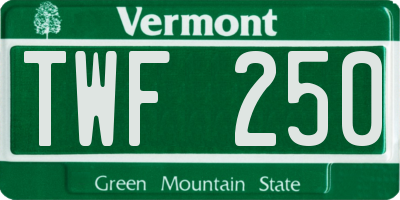 VT license plate TWF250