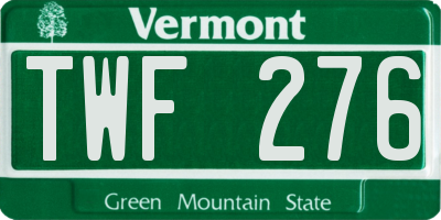VT license plate TWF276