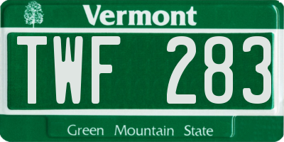 VT license plate TWF283