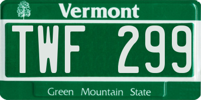 VT license plate TWF299