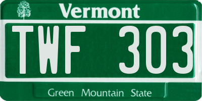 VT license plate TWF303