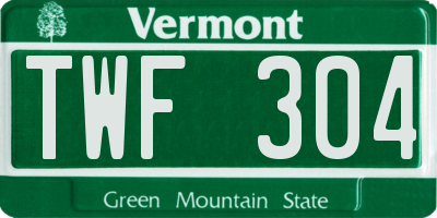 VT license plate TWF304