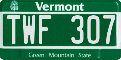 VT license plate TWF307