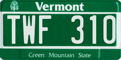 VT license plate TWF310