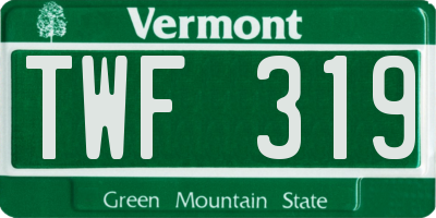 VT license plate TWF319