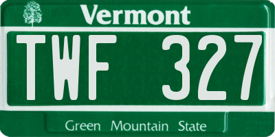 VT license plate TWF327