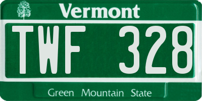 VT license plate TWF328