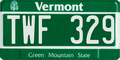 VT license plate TWF329