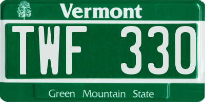 VT license plate TWF330