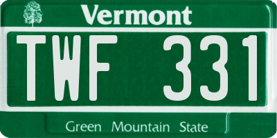 VT license plate TWF331