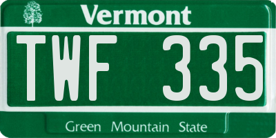 VT license plate TWF335