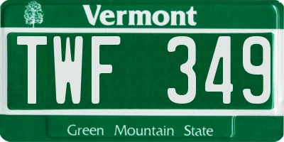 VT license plate TWF349
