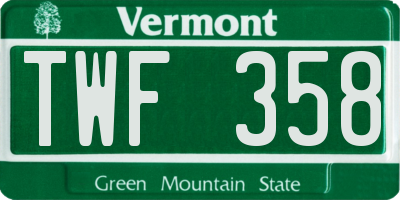 VT license plate TWF358