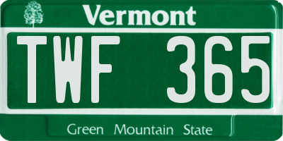 VT license plate TWF365