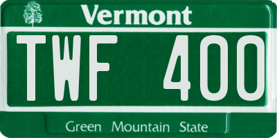 VT license plate TWF400