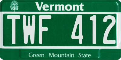 VT license plate TWF412