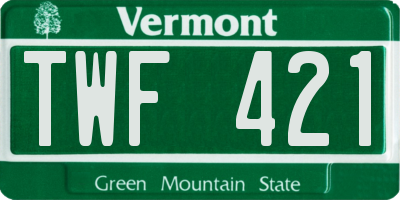 VT license plate TWF421