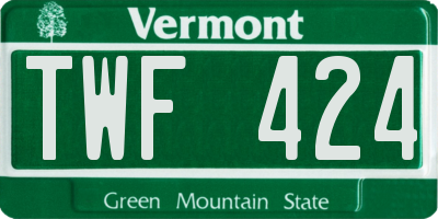 VT license plate TWF424