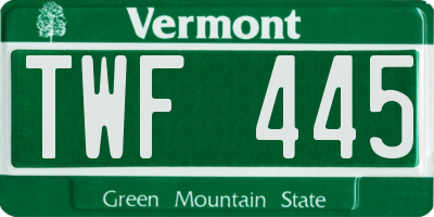 VT license plate TWF445