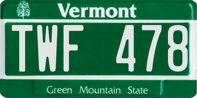 VT license plate TWF478