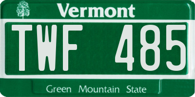 VT license plate TWF485