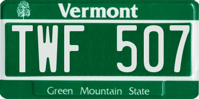VT license plate TWF507