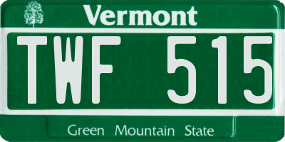 VT license plate TWF515