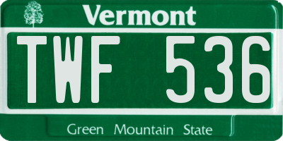 VT license plate TWF536
