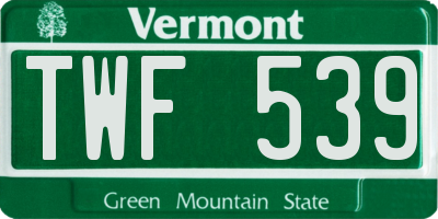 VT license plate TWF539