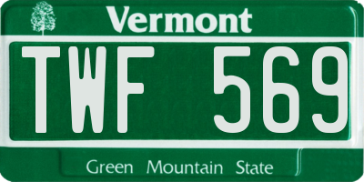 VT license plate TWF569