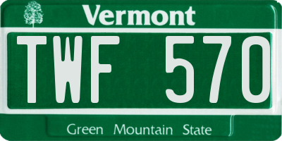 VT license plate TWF570