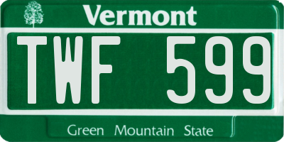 VT license plate TWF599