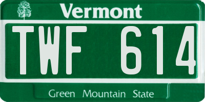 VT license plate TWF614