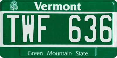 VT license plate TWF636