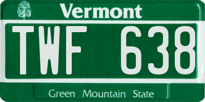 VT license plate TWF638
