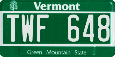 VT license plate TWF648