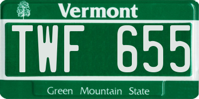 VT license plate TWF655