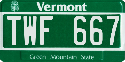 VT license plate TWF667