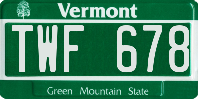 VT license plate TWF678
