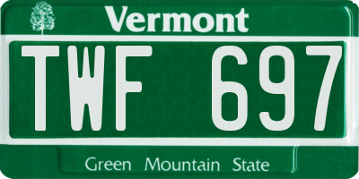 VT license plate TWF697